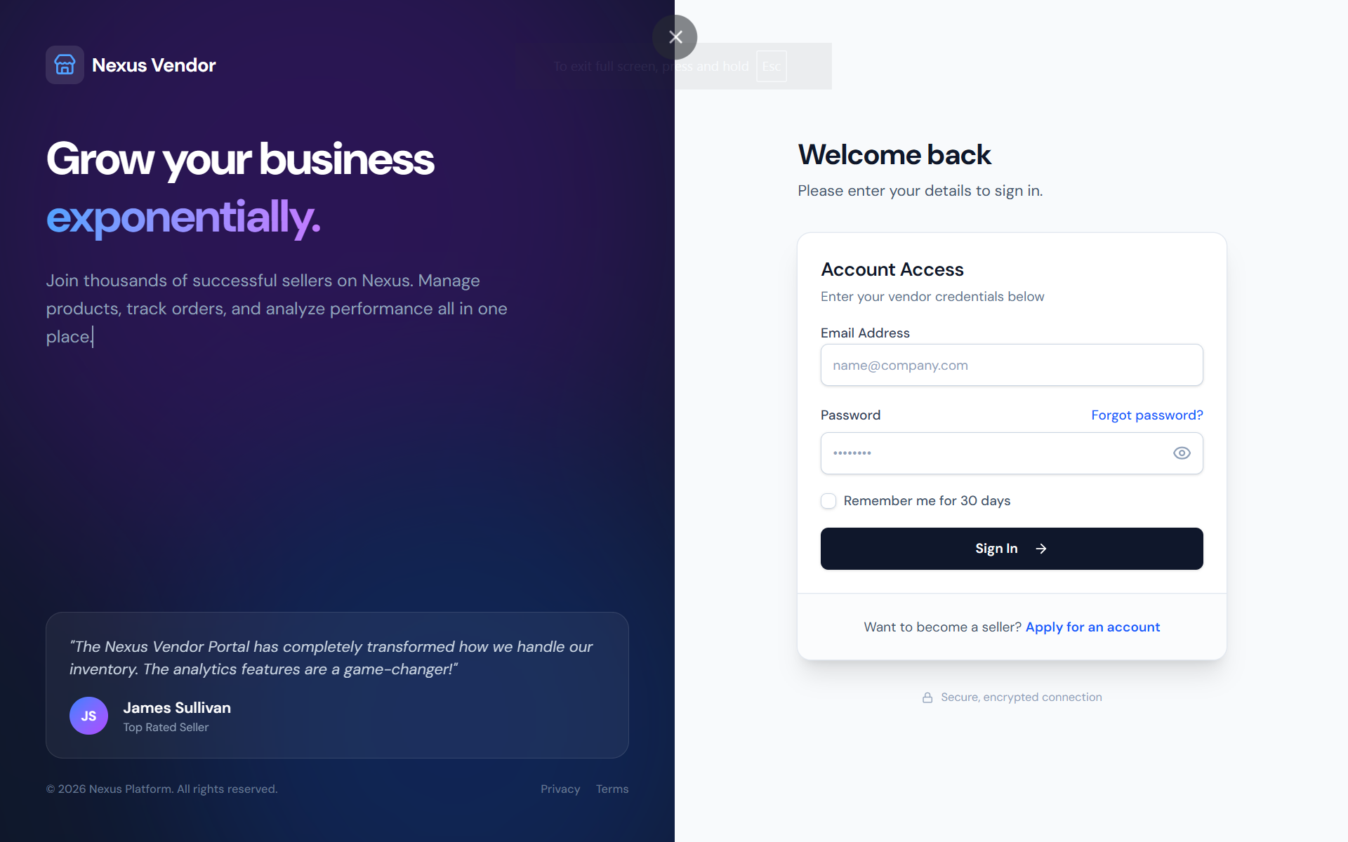 Vendor Dashboard screenshot 0